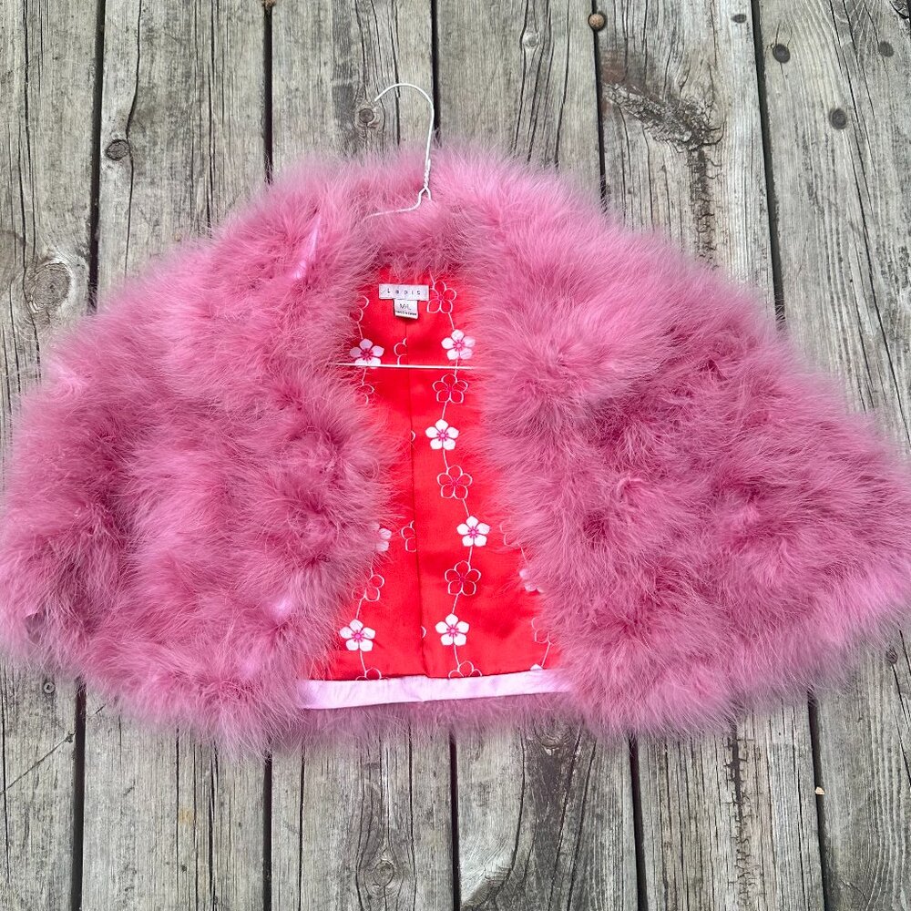 Hot Pink Feather Shawl Shrug Boho Unusual